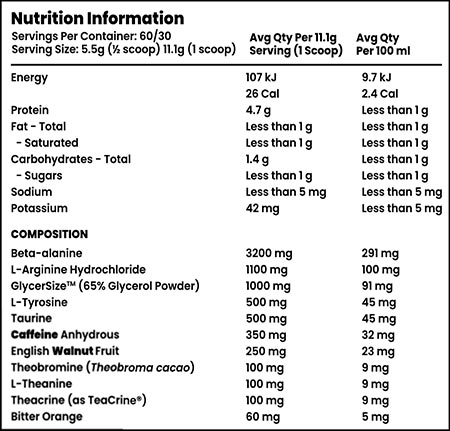 Xplosiv Ping Extreme Pre Workout Label