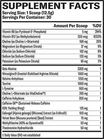 Chimera Pre Workout Label