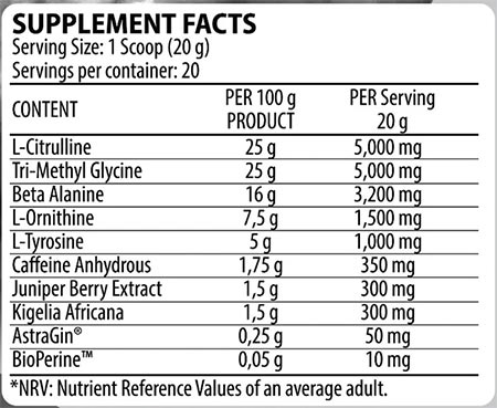Dy Nutrition Nox Pump Ultimate Label