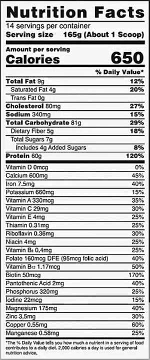Optimum Nutrition Gold Standard Pro Gainer Label