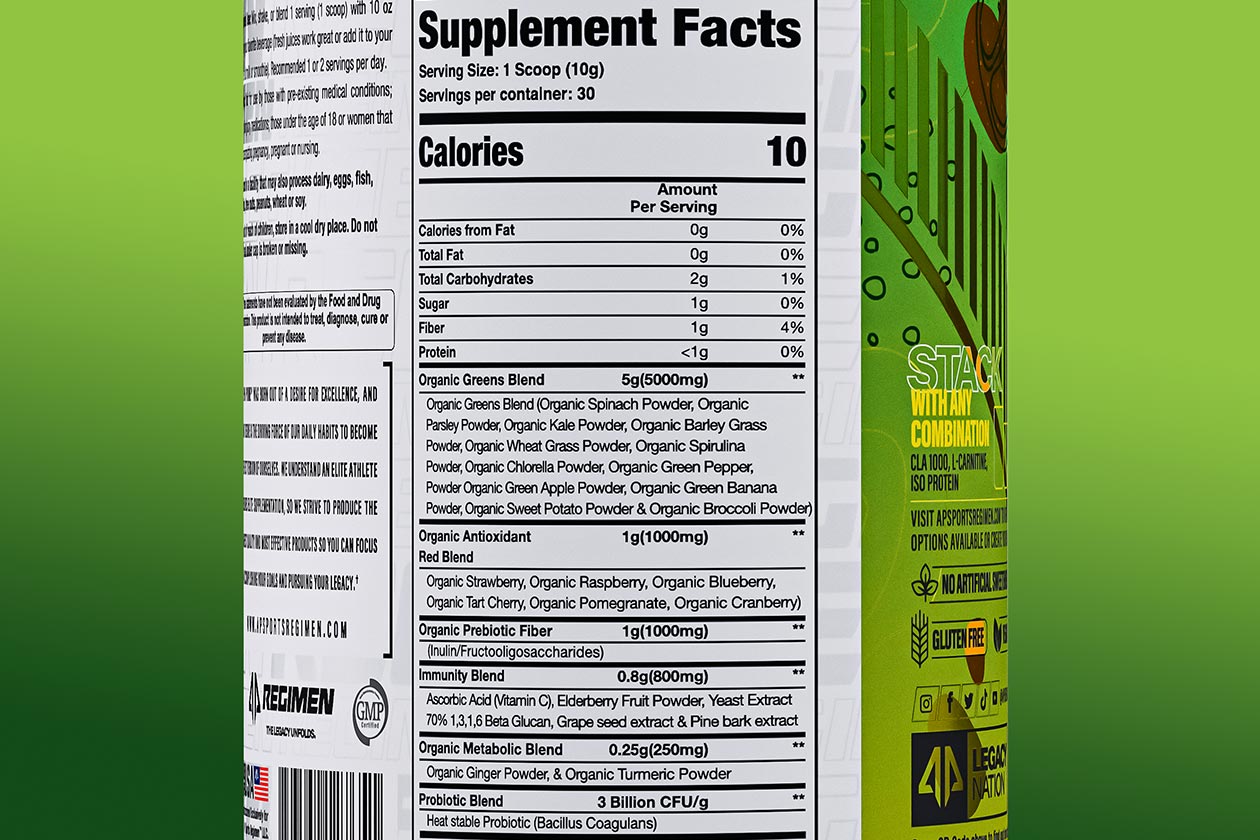 Ap Sports Regimen Greens And Fruits Label