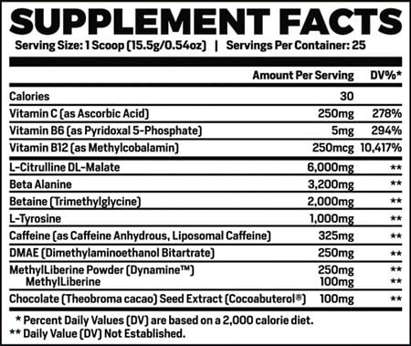 Phase One Nutrition 2022 Pre Phase Label