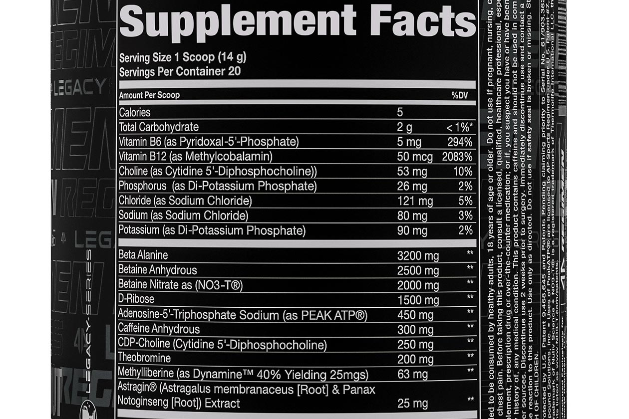 Ap Regimen Legacy Pre Workout Label