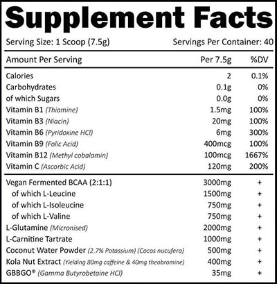 Efectiv Nutrition Amino Lean Label