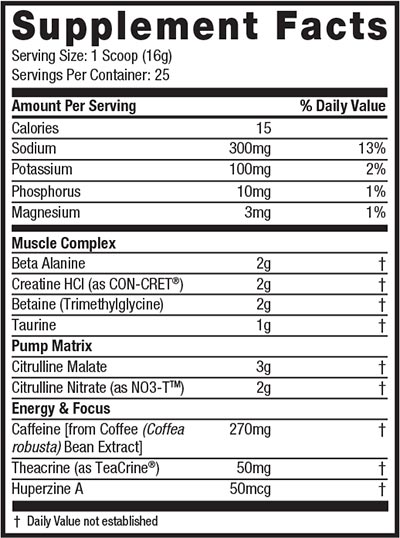 Sway Fitness Pre Workout Label