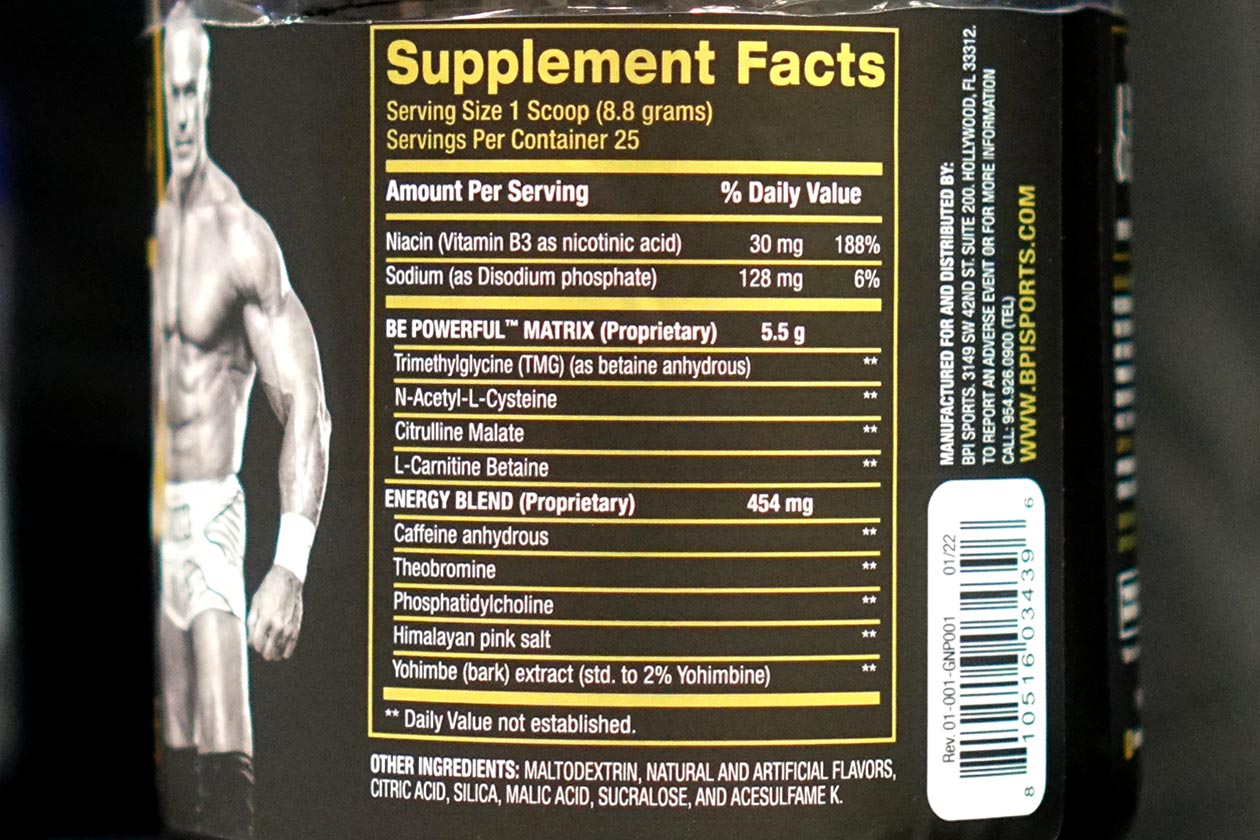 Bpi Sports Billy Gunn Gunn Powder Pre Workout Label