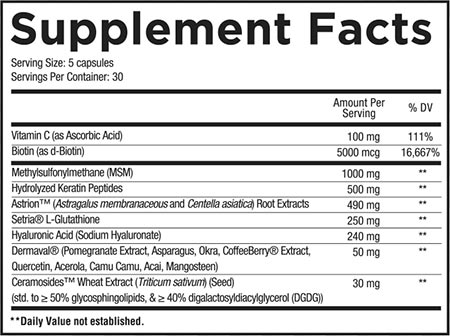 Core Nutritionals Hair Skin And Nails Label