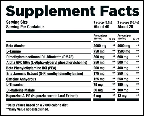 Htlt Hardcore Stim Pre Workout Label