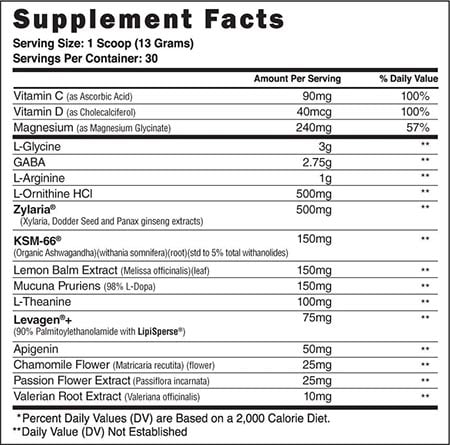 Steel Supplements Zylaria Rested Af Label