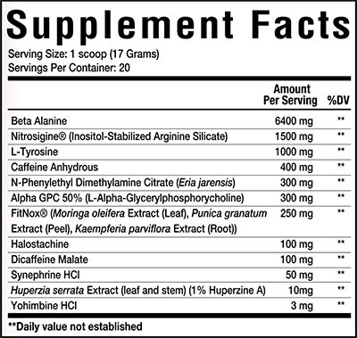 Merica Labz F Bomb Pre Workout Label