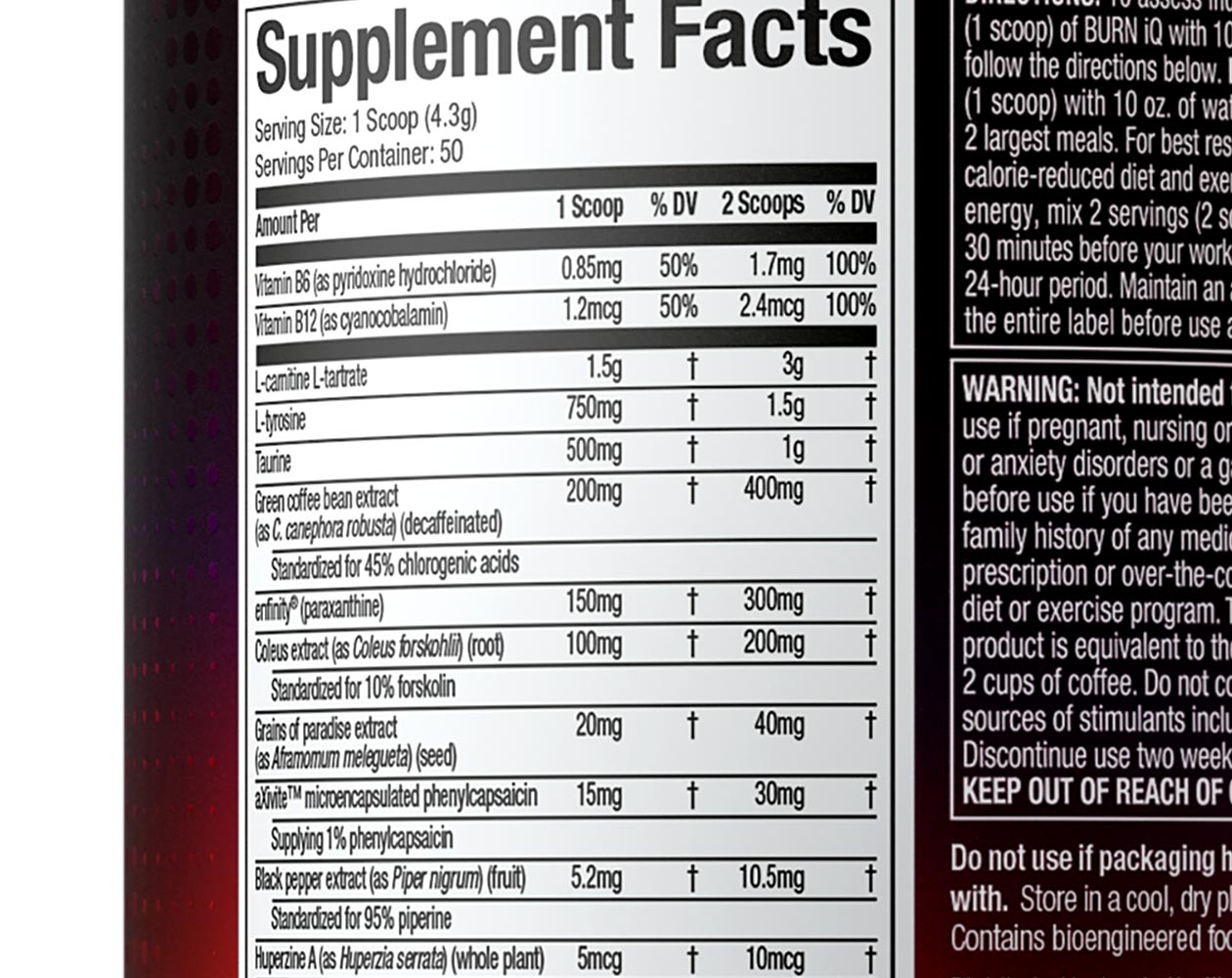 Muscletech Burn Iq Label