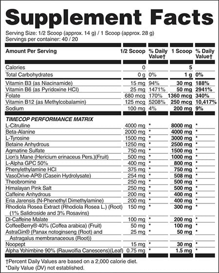 Apollon Nutrition Timecop V2 Label