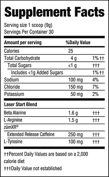 Body Fortress Elite Laser Start Pre Workout Label