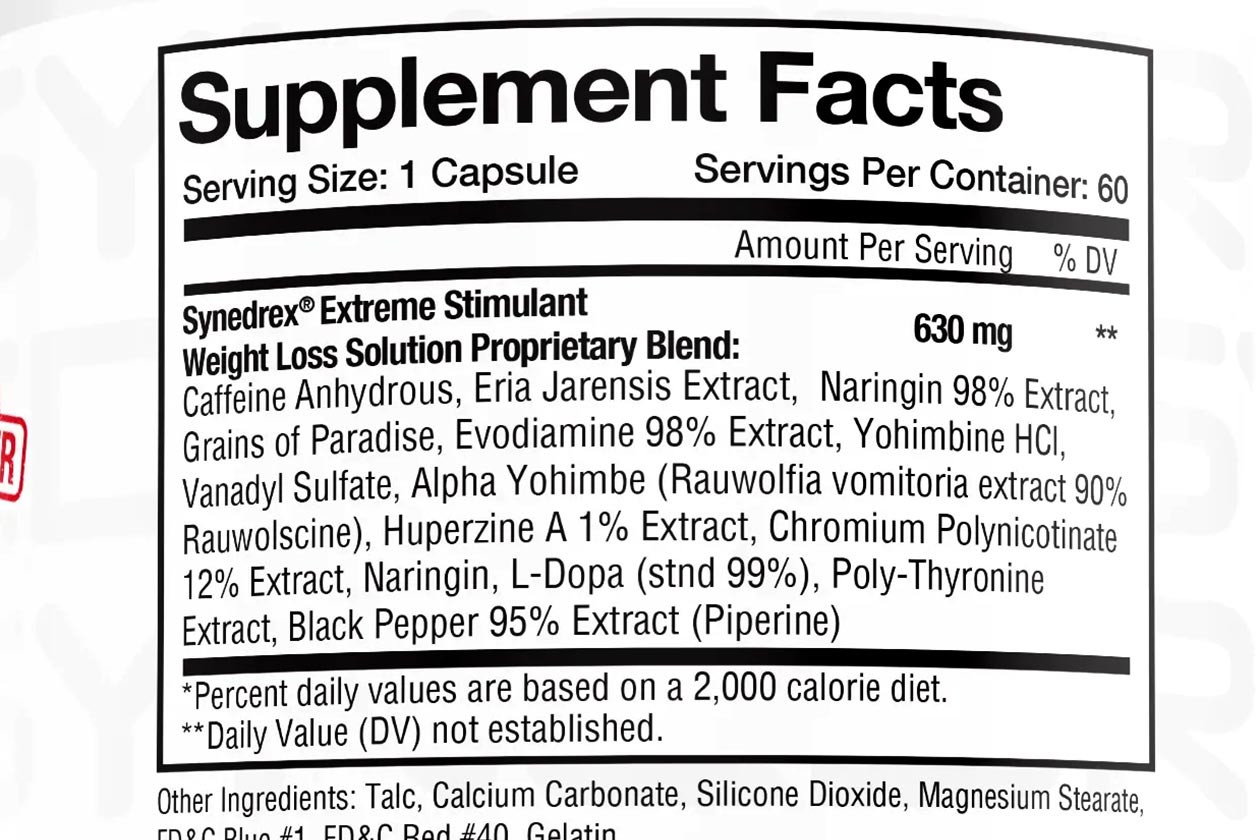 Metabolic Nutrition Synedrex Label