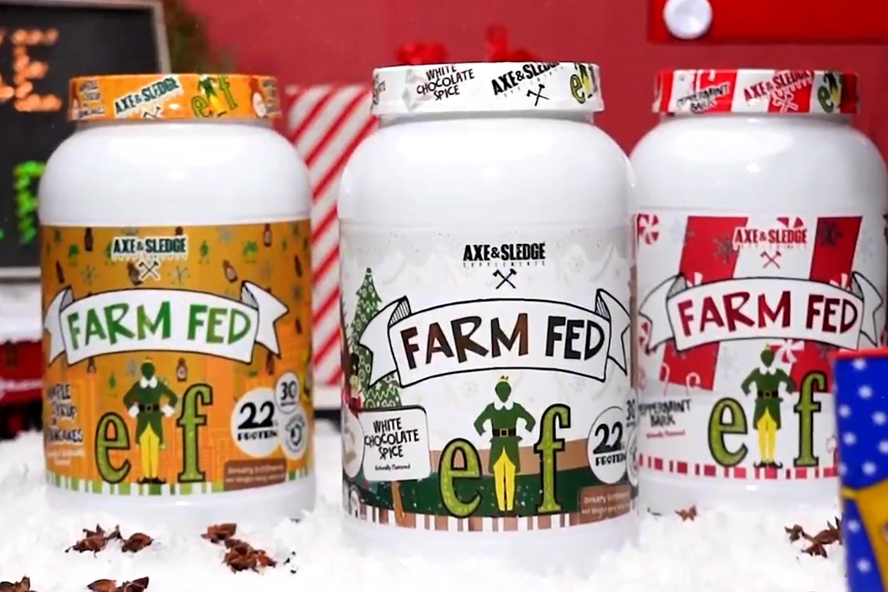 Axe and Sledge x Elf's Farm Fed protein powder flavor series