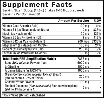 Force Factor Total Beets Pre Workout Label