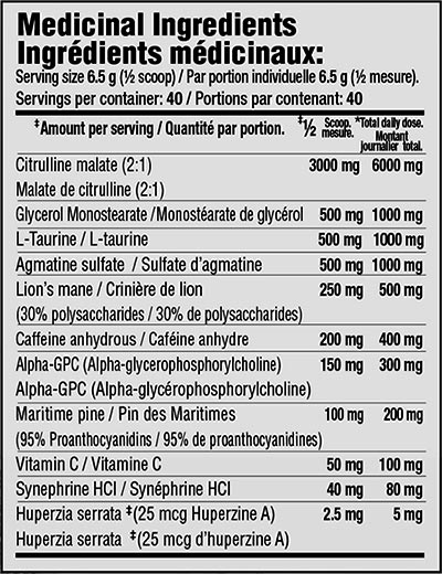 Mammoth Shock Pre Workout Label