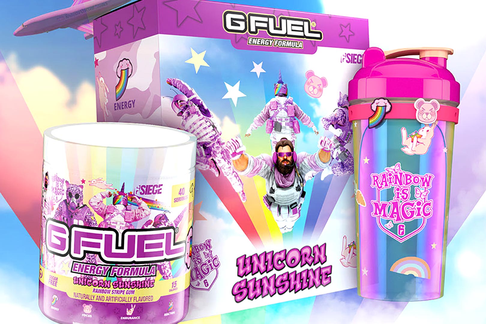 G Fuel X Rainbow Six Siege Unicorn Sunshine Flavor