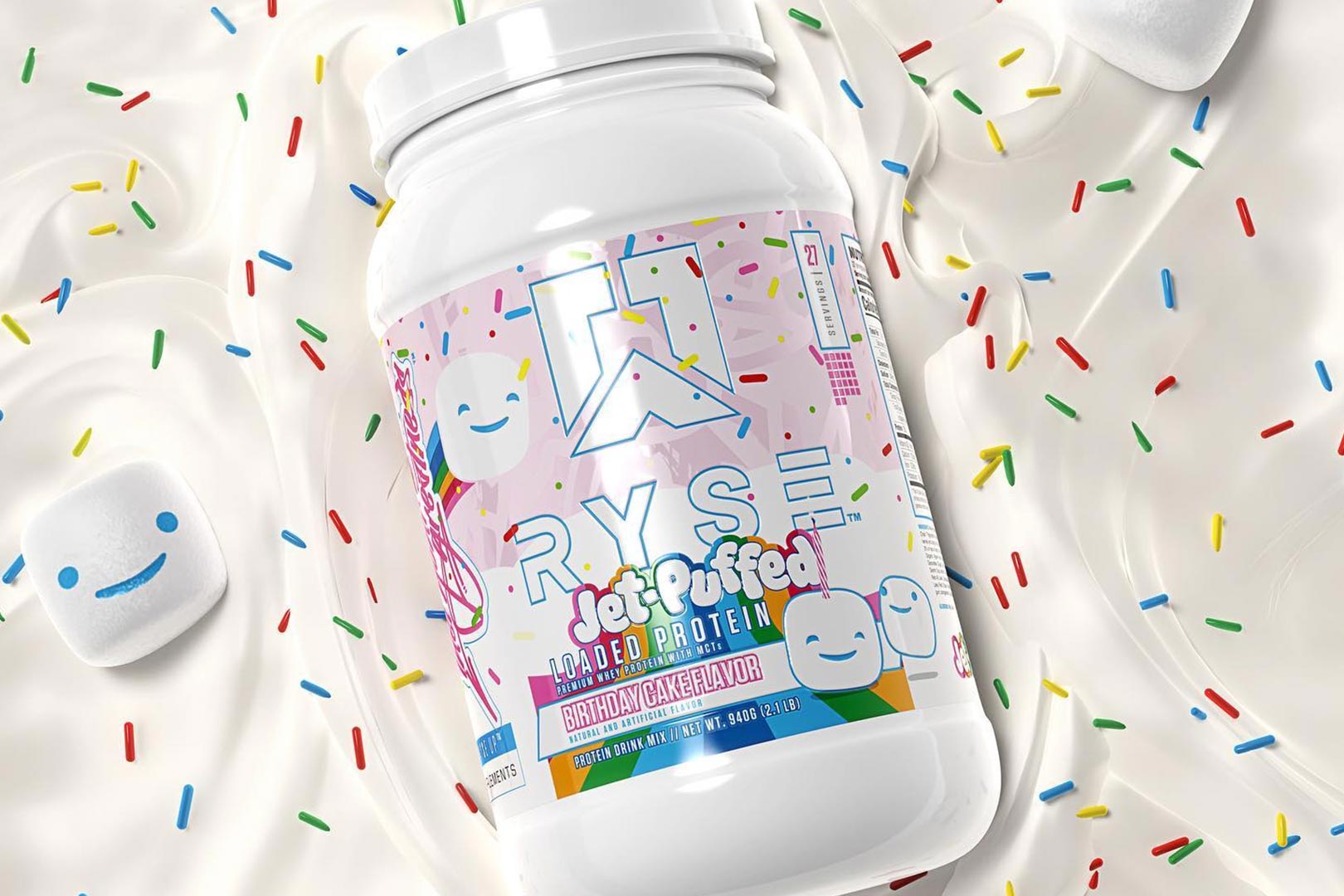 Ryse Jet Puffed Marshmallow Birthday Cake Loaded Protein