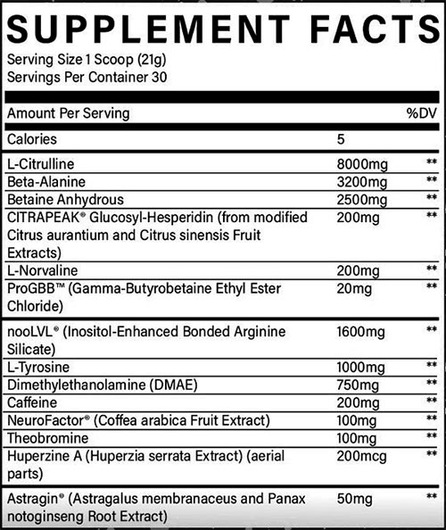 V1 4 Pre Workout Label