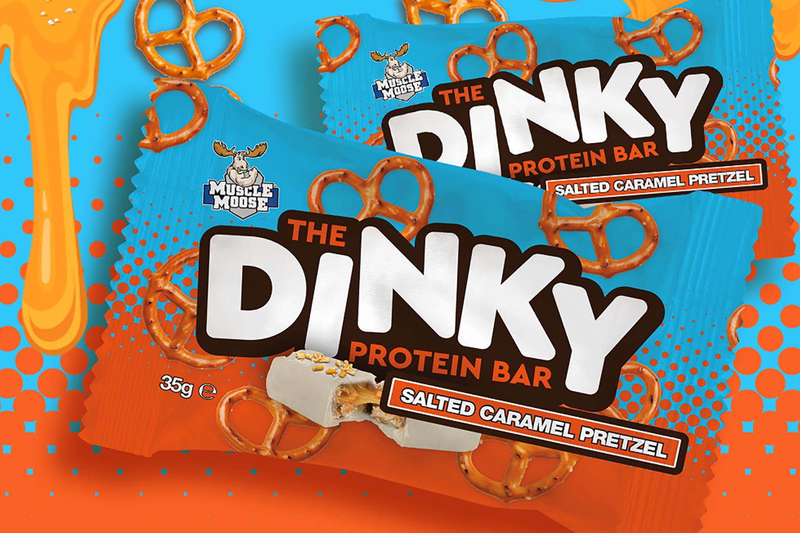 Muscle Moose Salted Caramel Pretzel Dinky Protein Bar