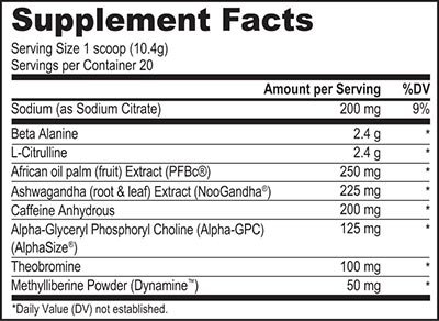 Onnit Alpha Brain Pre Workout Label