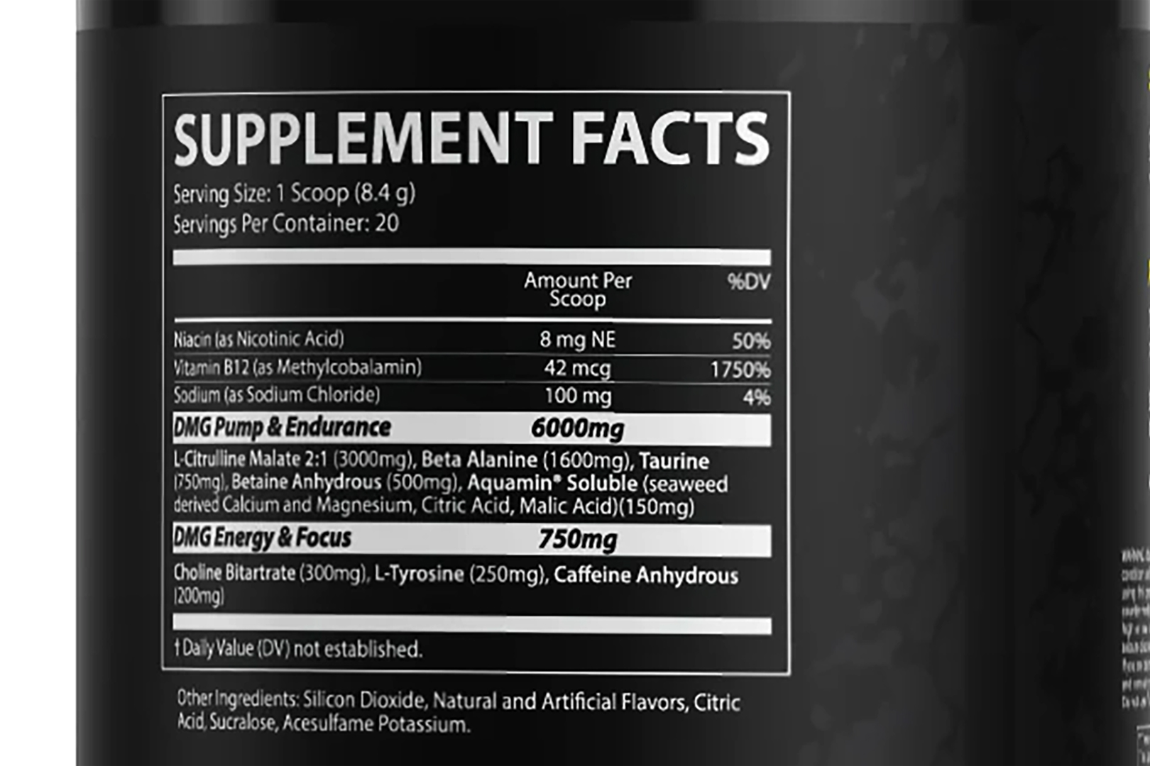 American Metabolix Dmg Pre Workout Label