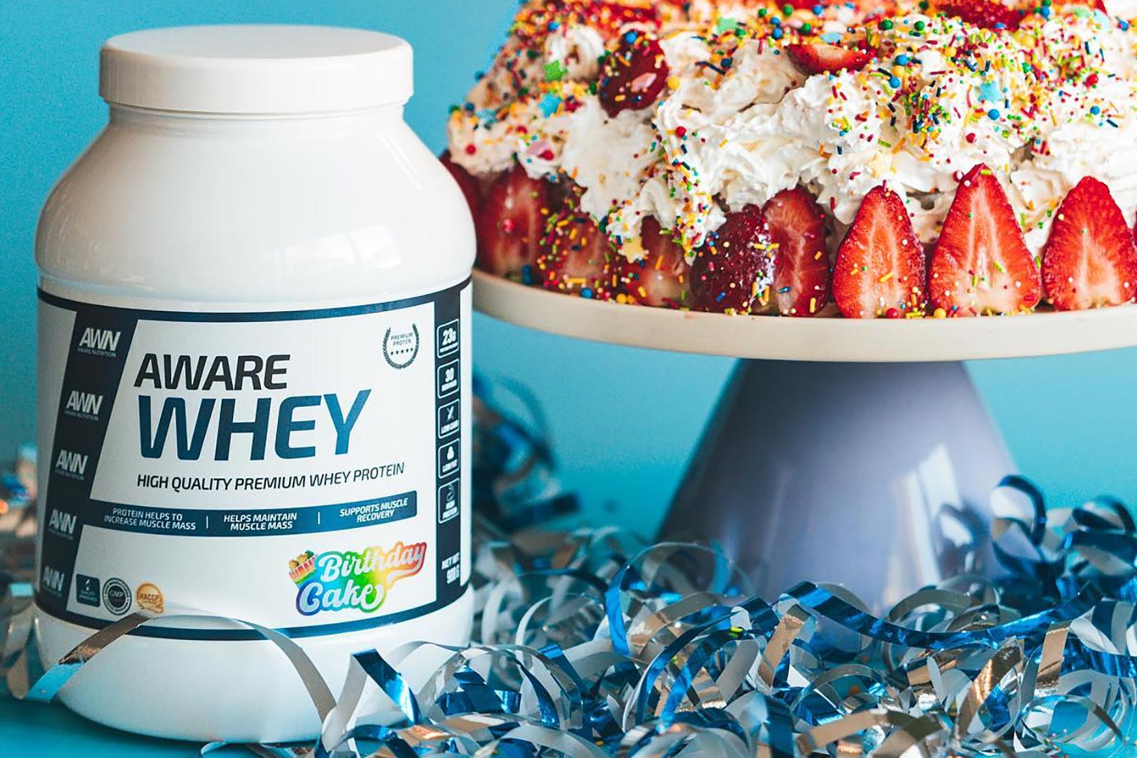 Aware Nutrition celebrates with a Birthday Cake Aware 100% Whey