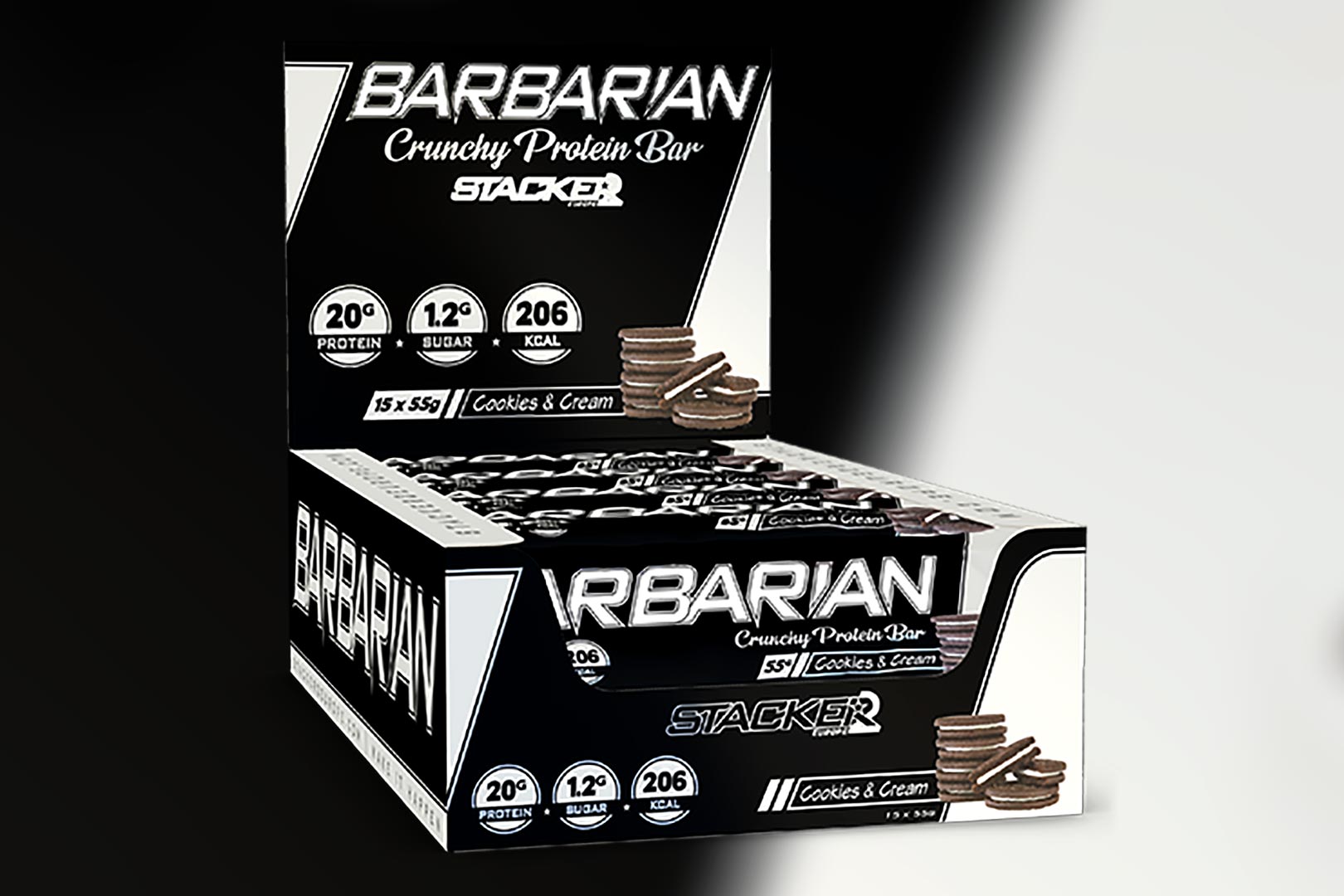 Stacker2 Europe Cookies Cream Barbarian Protein Bar