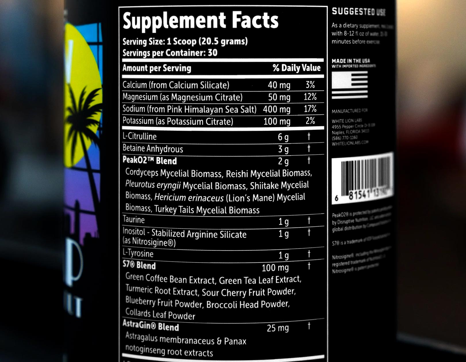 White Lion Labs Pump Pre Workout Label