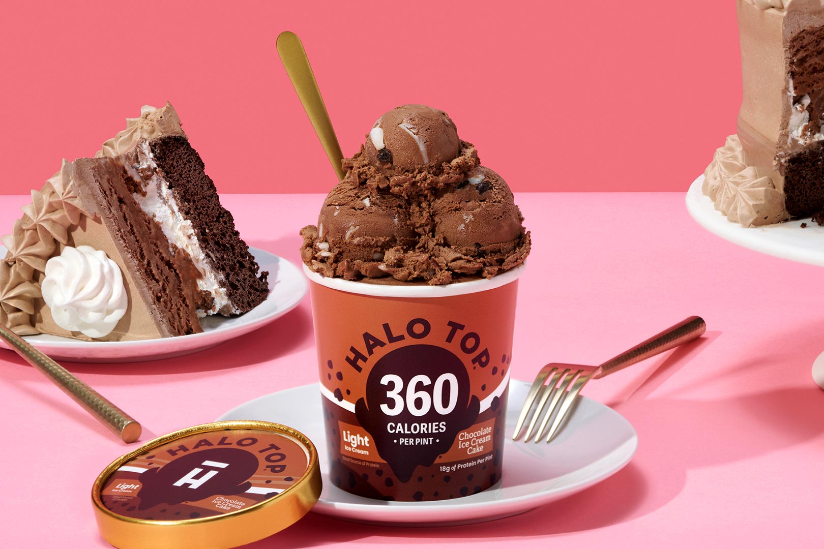 Halo Top's icing topped Chocolate Ice Cream Cake light ice cream
