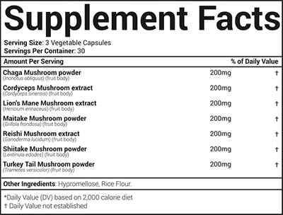 Morphogen Nutrition Shrooms Label