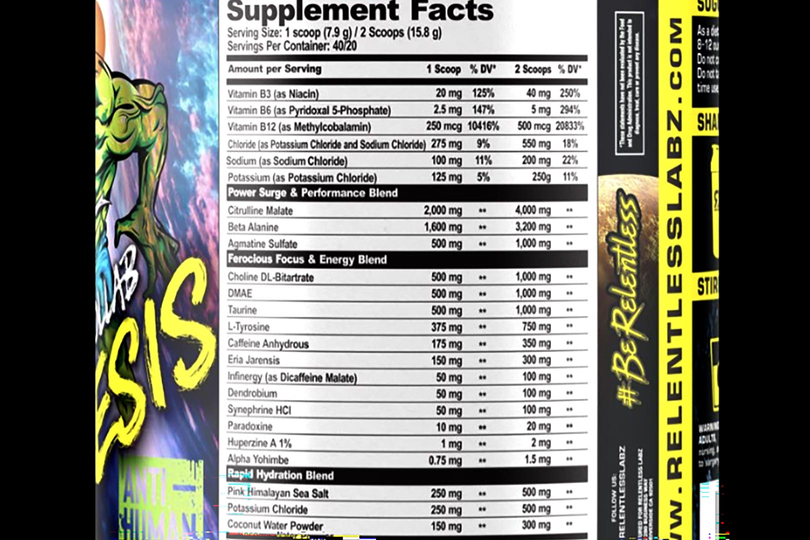 Relentless Labz Nemesis Pre Workout Label