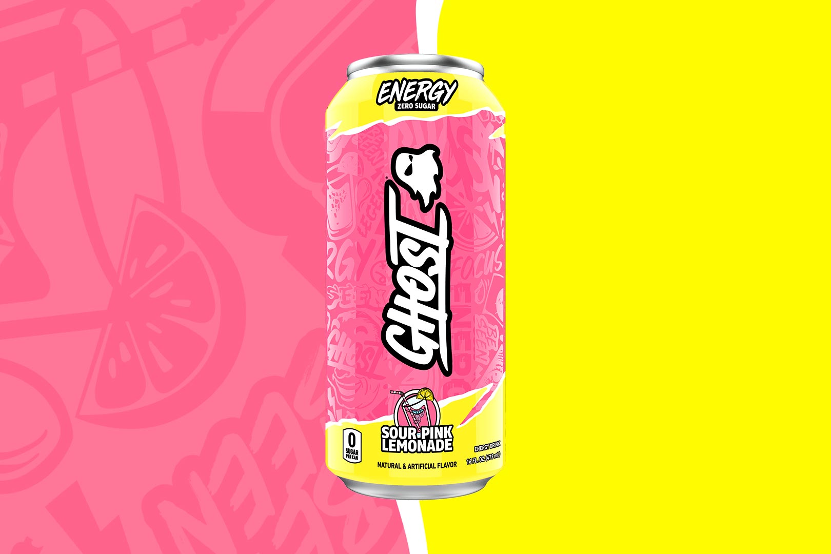 Sour Pink Lemonade Ghost Energy Drink
