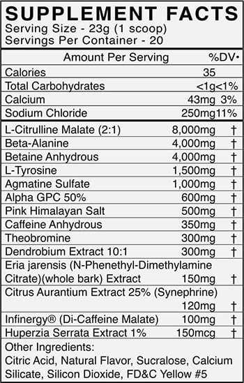 Black Market X Anabolic Warfare Pre Workout Label