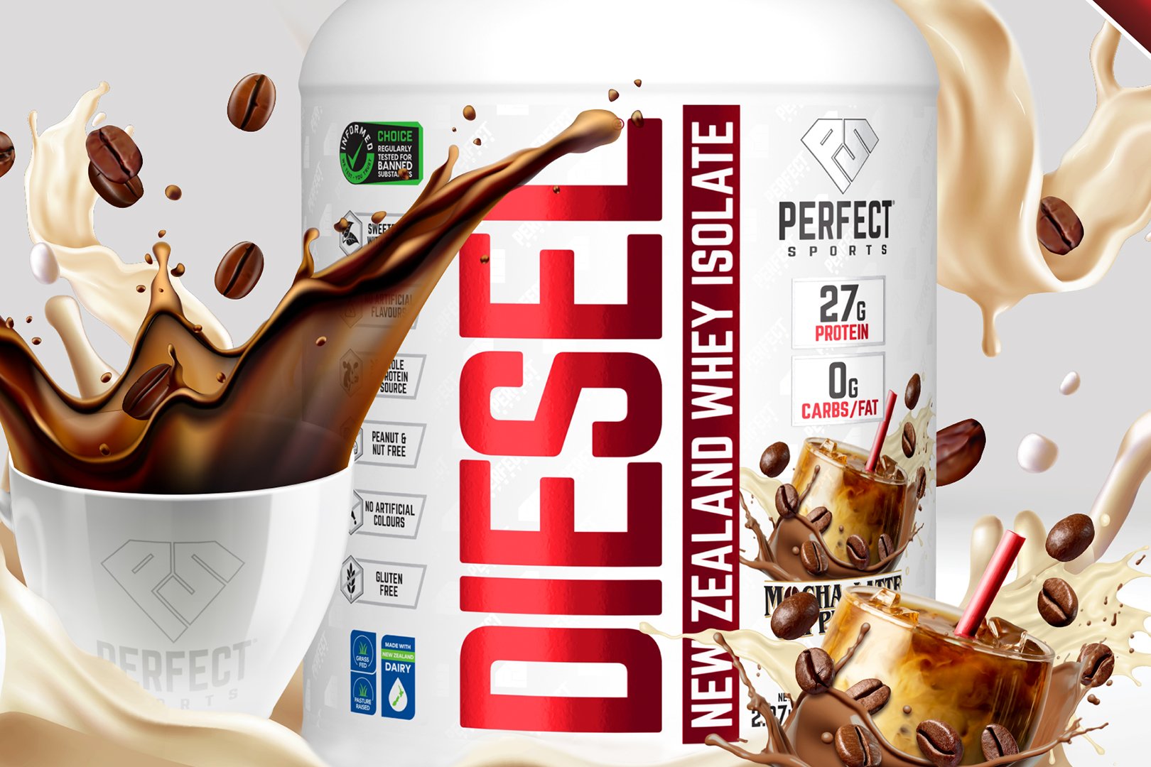 Perfect Sports Mocha Latte Diesel Protein Powder