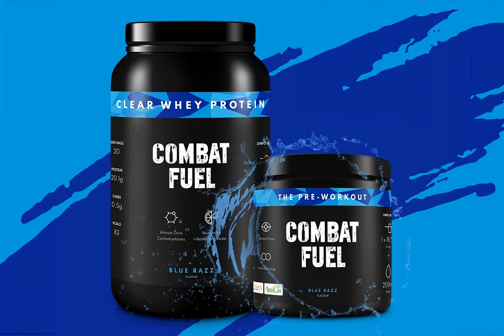 Combat Fuel Blue Razz Clear Whey Protein And Pre Workout