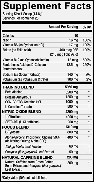 Zoa Pre Workout Powder Label