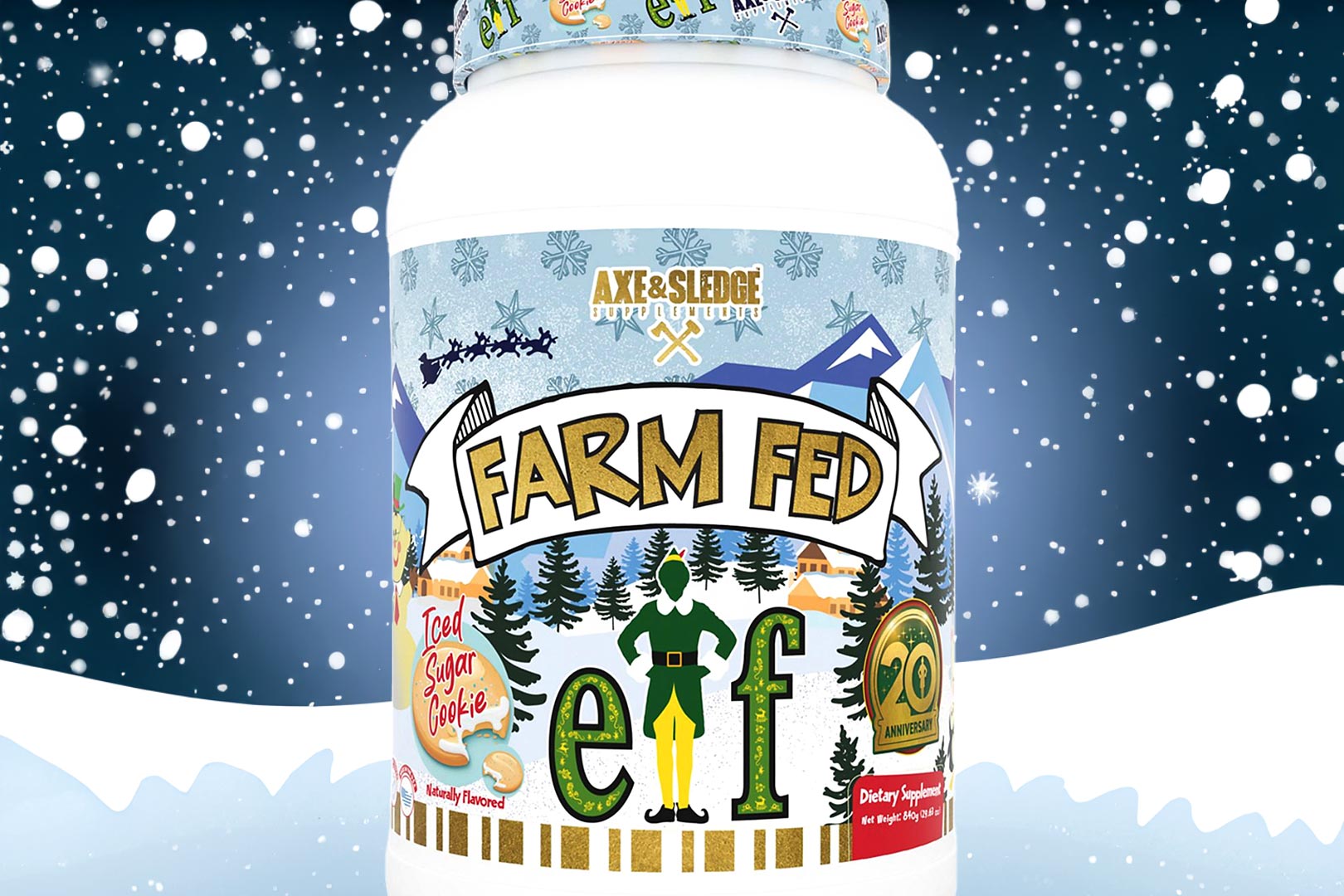 Axe And Sledge Elf Iced Sugar Cookie Farm Fed Protein Powder