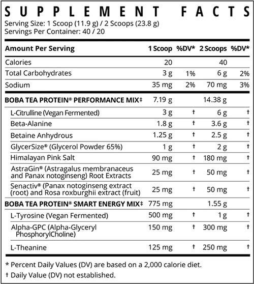 Boba Tea Protein Non Stim Pre Label