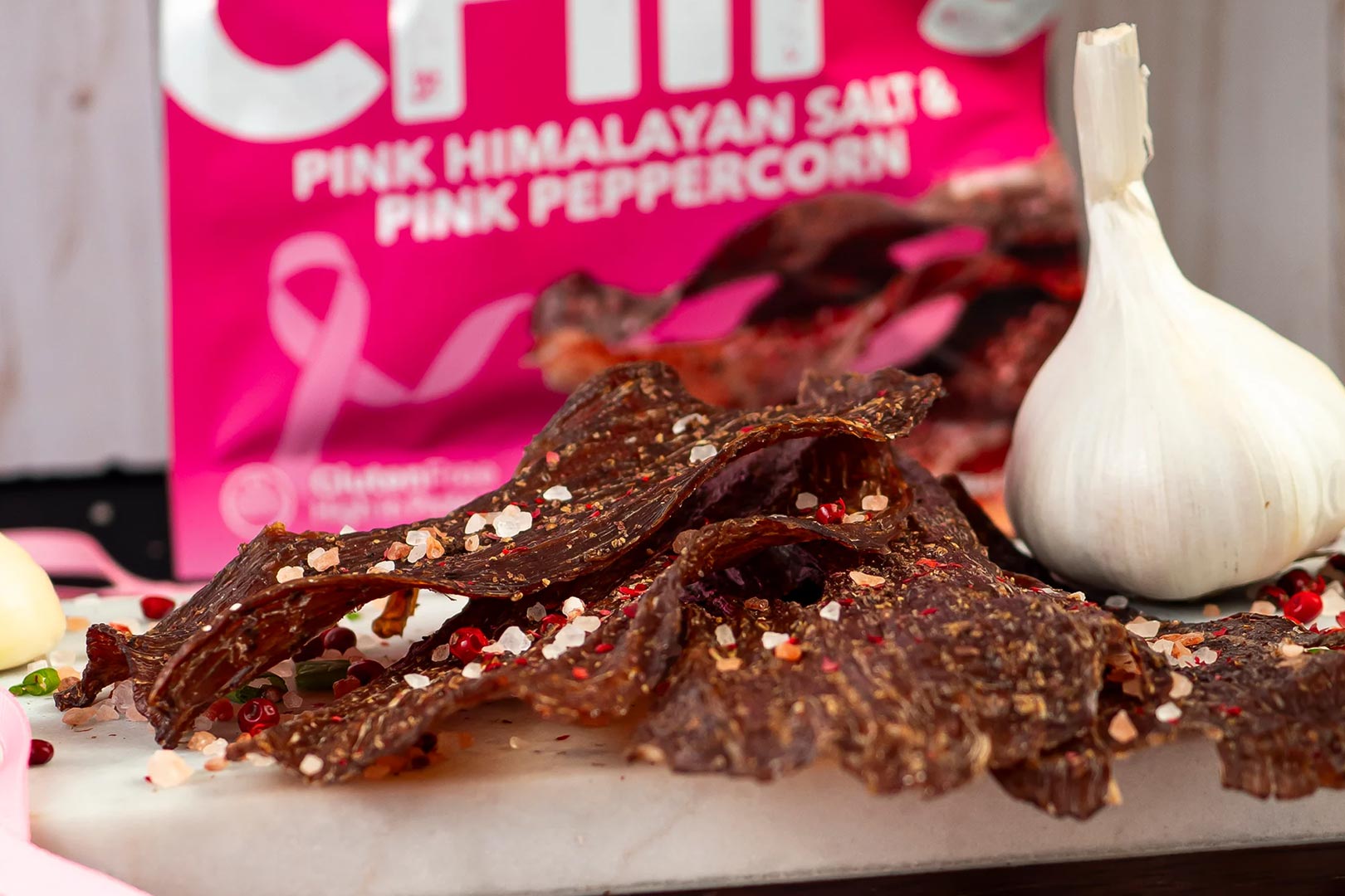 Wicked Cutz Pink Himalayan Salt Beef Jerky Chips