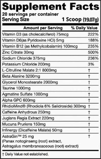 Reps Pre Workout Label