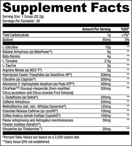 Ryse Ceo Pre Workout Label