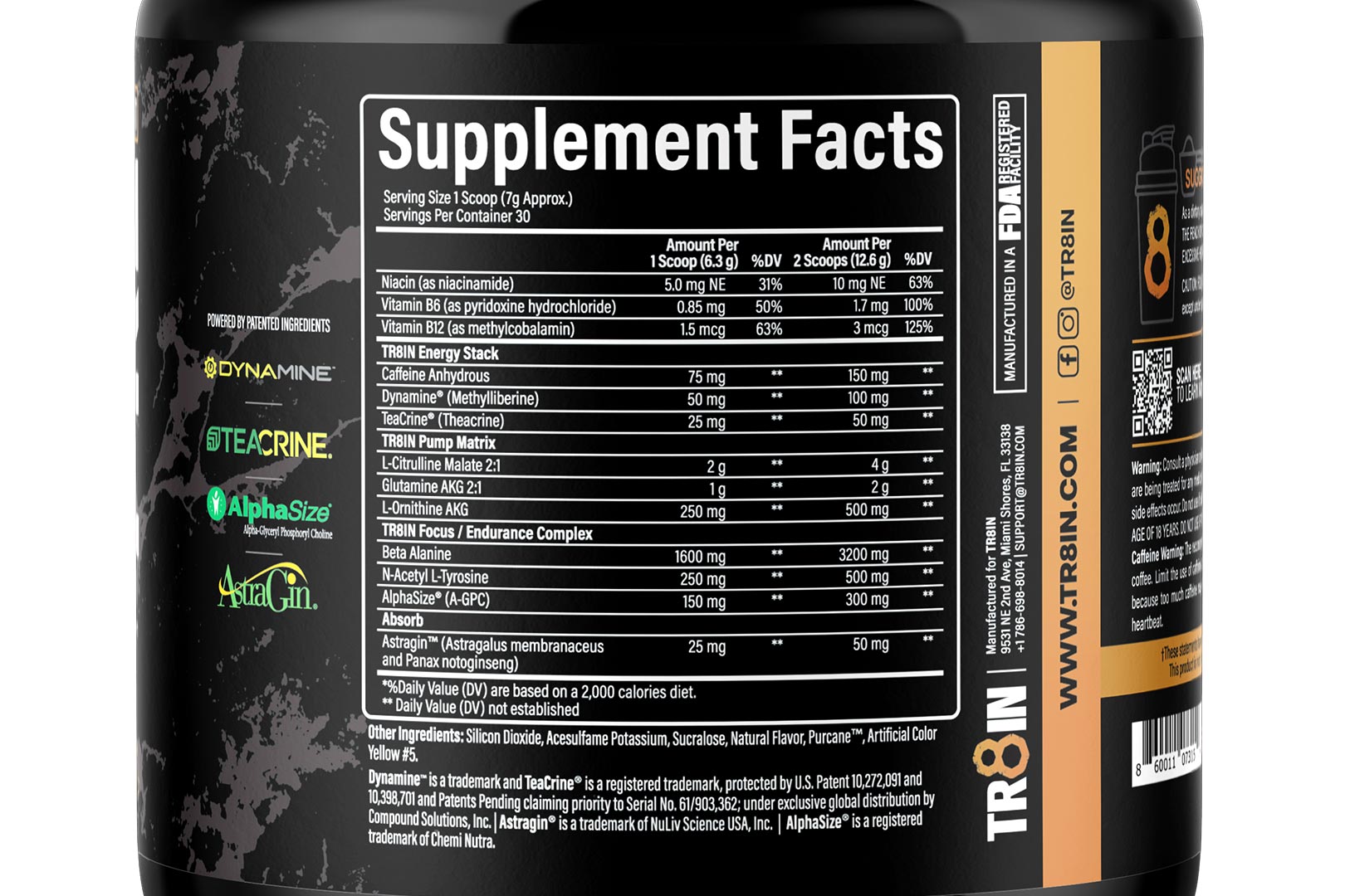 Tr8in Pre Workout Label