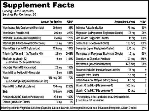 Gorilla Mind Elite Multivitamin Label