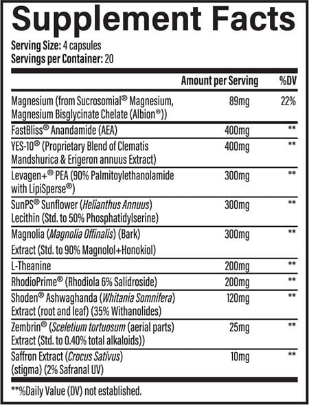 Infinis Nutrition Calm Label