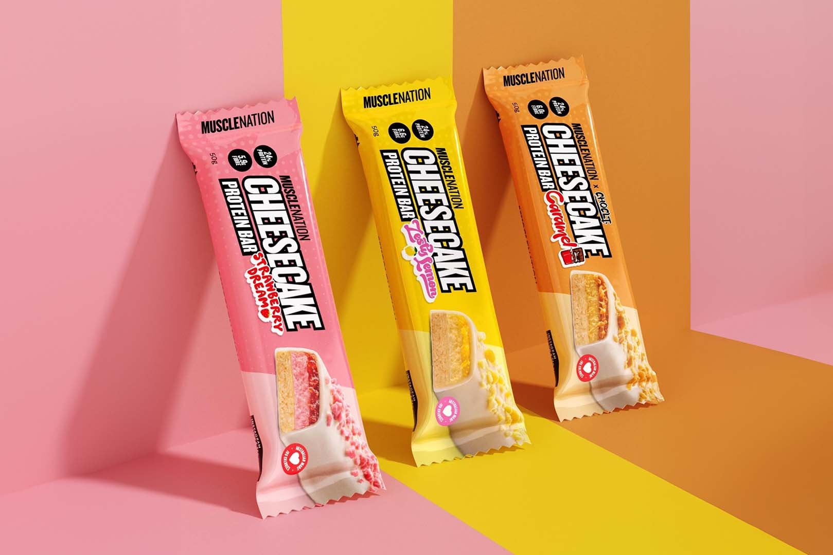 Muscle Nation Three Flavors Of Cheesecake Protein Bar