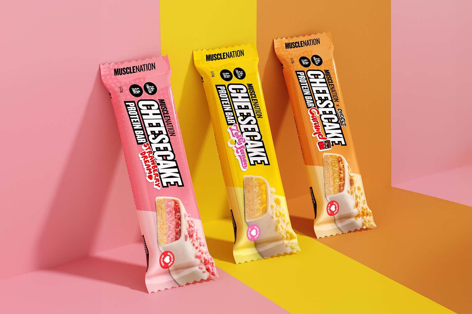 Muscle Nation Three Flavors Of Cheesecake Protein Bar