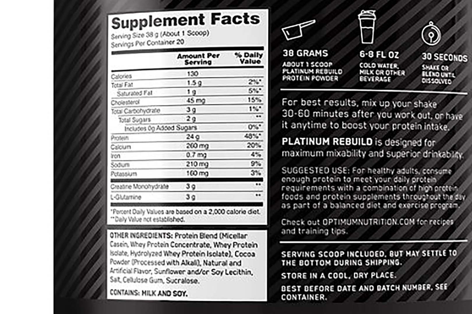 Optimum Nutrition Platinum Rebuild Label