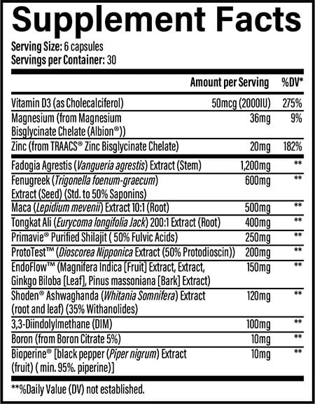 Infinis Nutrition Test Booster Label